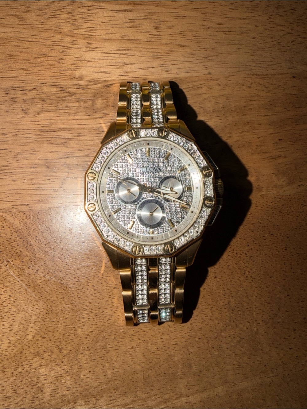 Bulova Gold and Silver Men's Crystal Chronograph Watch